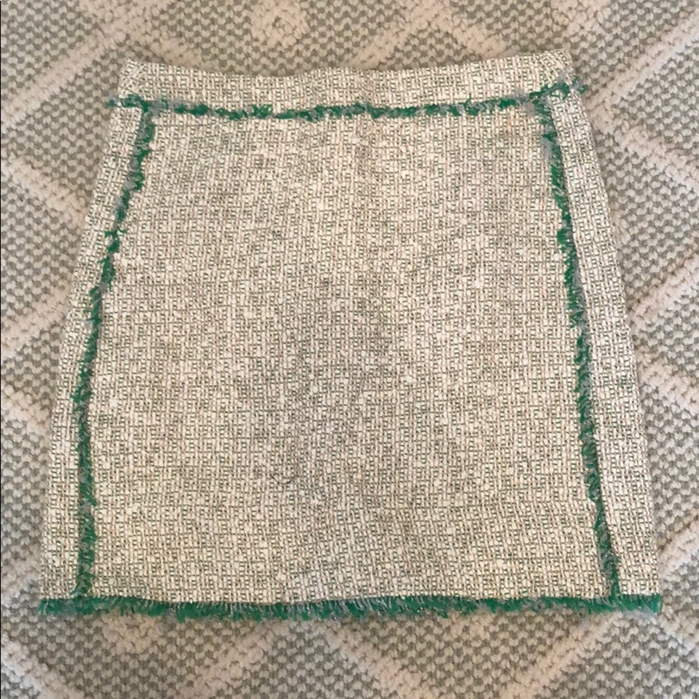 J crew green, gold and white skirt